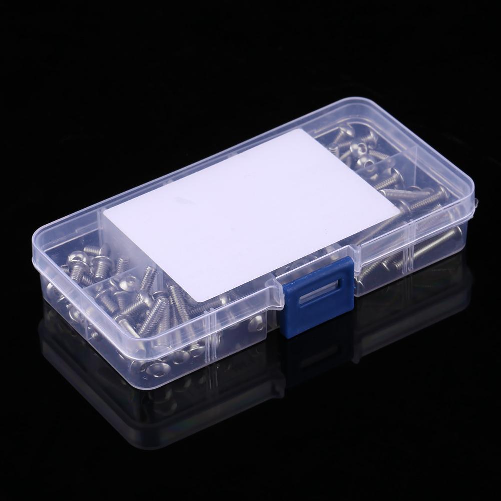 

170 шт. M4 Нержавеющая сталь SS304 Винты с шестигранной головкой и кнопкой, Болты и гайки, Ассортиментный набор