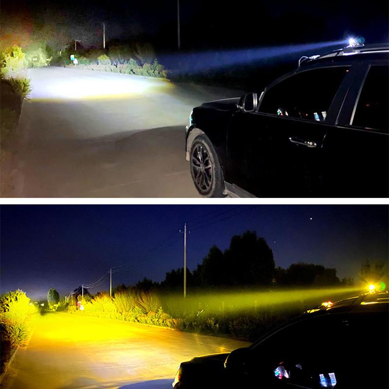 1pc Motorcycle LED Spotlight Headlight Spot Fog Dual Colour LED Lens Hi/Low Beam Driving Lights Auxiliary Light Motorcycle Parts