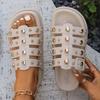 Summer Fashion Rivet Designer Women's Slippers Outdoor Casual Round Toe Thick Sole Leather Beach Party New Women's Slippers