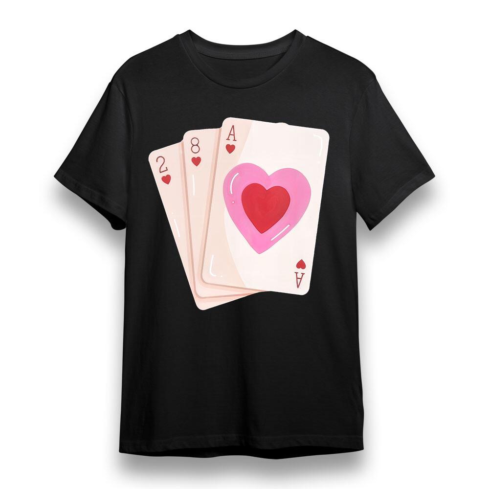 

Women s T-shirt With Pink Love Poker Graphic Unisex Black Cotton Oversize Tee 4XL