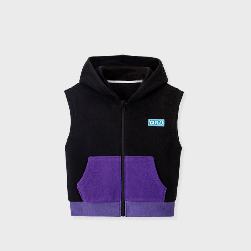 Kids' Hooded Fleece Vest - Sleeveless Autumn/Winter Style for Boys & Girls