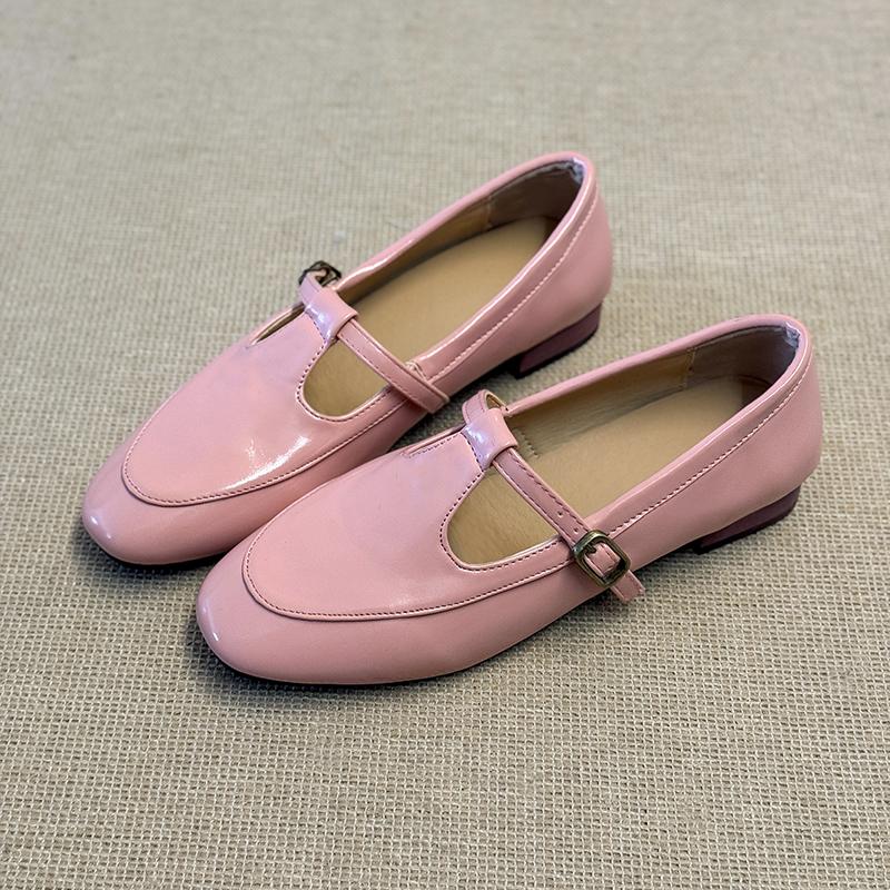 Fashion 2025 Spring New Round Toe Women Mary Jane Flats Shoes Shallow Ladies Casual Ballet Shoes Soft Sole Eelgant Leather Shoes