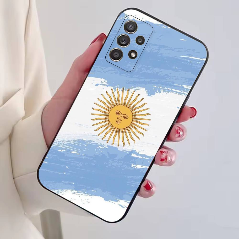 A-Argentina Football Fan Support Flag Phone Case For Samsung S25,S24,S21,S22,S23,S30,Ultra,S20,Plus,Fe,Soft Silicone Black Cover
