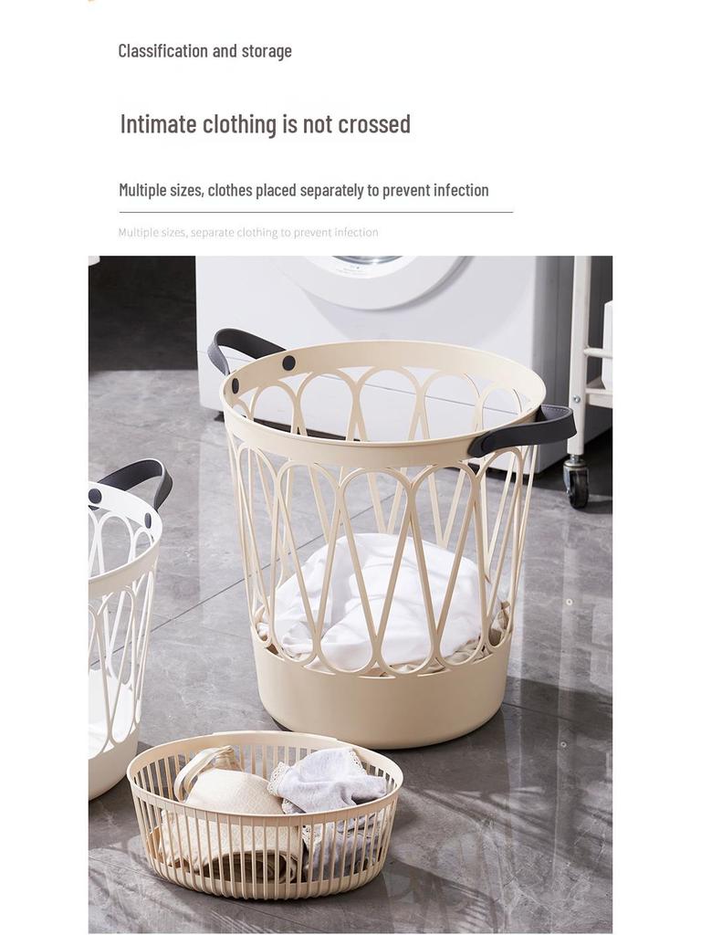 Movable Laundry Basket for Dirty Clothes - Household Bathroom Hamper