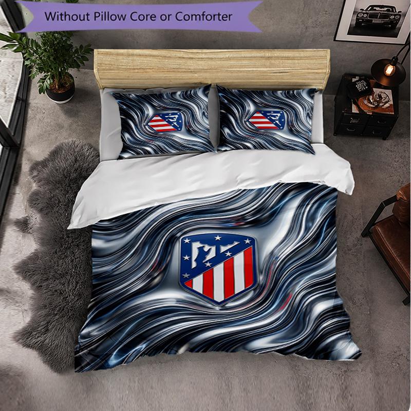 Set Lenzuola Atletico Madrid Modello 3 Pezzi Morbida Copripiumino in Microfibra con Federe per Camera da Letto