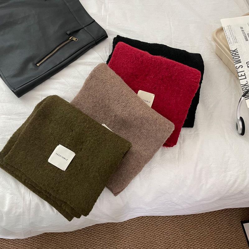 Korean Style Faux Cashmere Snood: Unisex Versatile Solid Color Scarf Shawl for Autumn and Winter