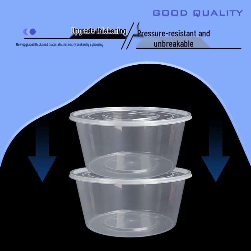 Weibot 3500ml Runder Einweg-Takeaway-Behälter mit Flachdeckel