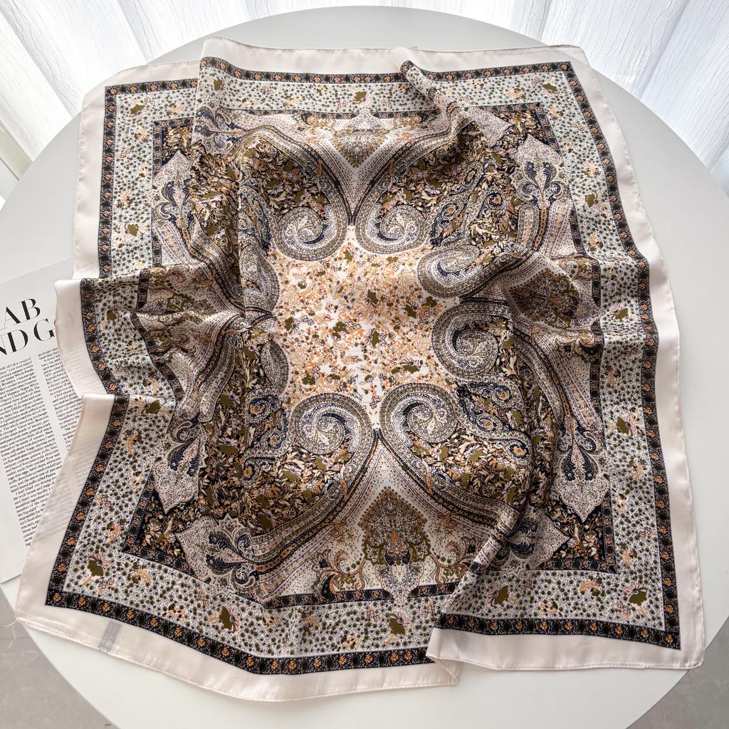Luxury Silk Square Scarf For Women Bandanas Fashion Lady Hairband Female Floral Neckerchief Hijab Bag Ribbon For Dalily