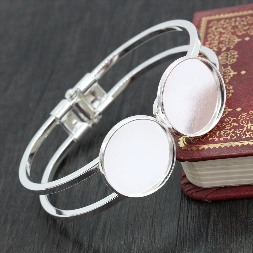 Hohe Qualität 20mm 25mm 7 Farben Vergoldete Armreif Basis Armband Rohling Schmuckzubehör Schale Fassung Cabochon Cameo