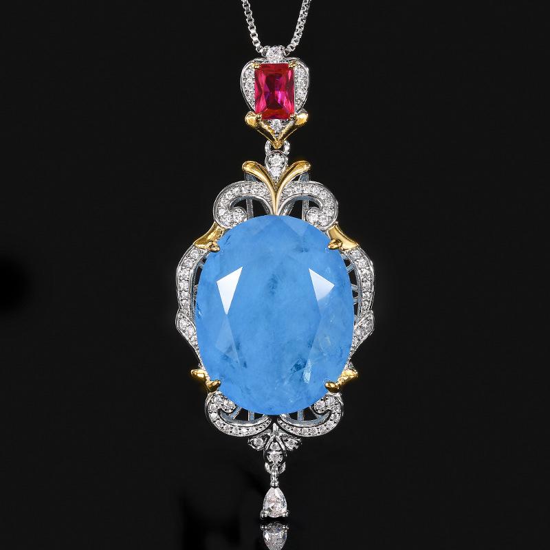 

New Cross-border Jewelry Necklace Morgan Powder Large Egg Shaped Pendant Women s Fashion Luxury Retro Style