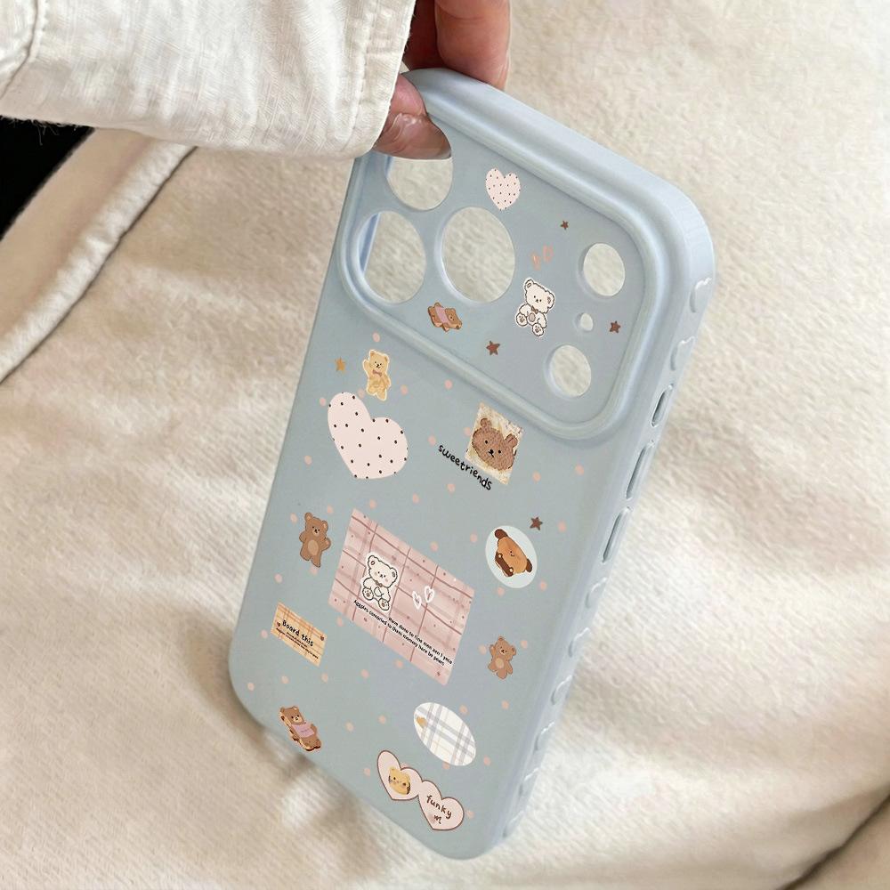 Bear Illustration Love Applies To iPhone17/16/15 iPhone Case 14 Side Love 13 Anti-drop 12