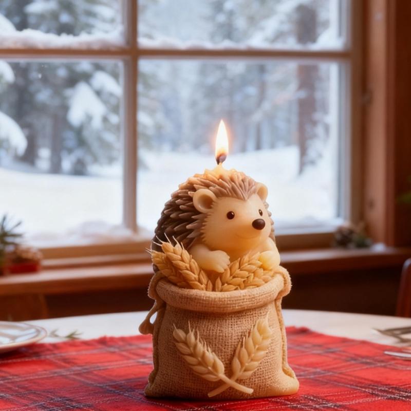 Reusable Silicone Mold for Making Scented Candle Soap Chocolate with Hedgehog and Wheat Bag Shape Durable Easy Releases