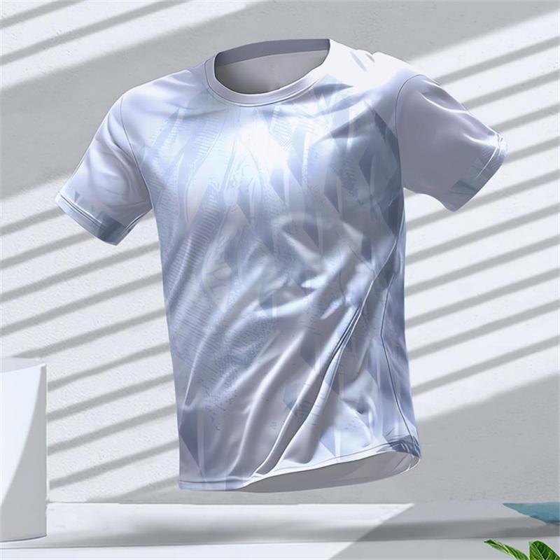 Simple Geometric Graphic Training T Shirts For Men Summer Fashion Outdoor Running Football T-shirts Loose Breathable Sports Tees