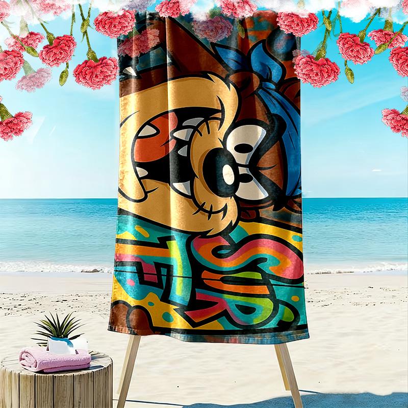 Maniac Tas Print Beach Towel, Large Soft Quick Dry Towel for Beach Camping Swimming