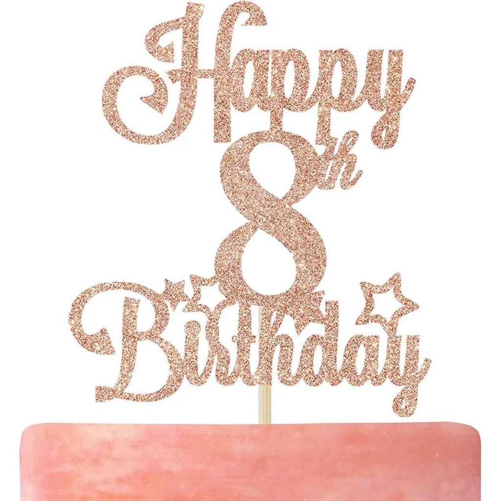 Glitter Birthday Cake Topper - Happy Birthday Party Decorations