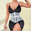 Waist Lace and Floral Trainer Women Corset Cincher Body Shaper Girdle Trimmer with Plastic Bones Extender Waist Decors