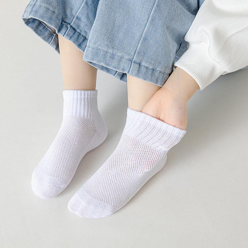 5 Pairs/Lot Summer New Children Cotton Socks Fashion Mesh Black White Gray For 1-12 Years Kids Teen Student Baby Girl Boy Socks