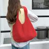 Korean Style Polyester Knit Tote Bag for Women Woven Shoulder Beach Purse