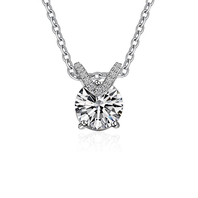 S925 Silver Moissanite One Carat Pendant Necklace for Women
