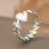 Heart‑Connect‑Heart Open Stainless‑Steel Ring, Cold‑Tone Versatile High‑End Women Ring