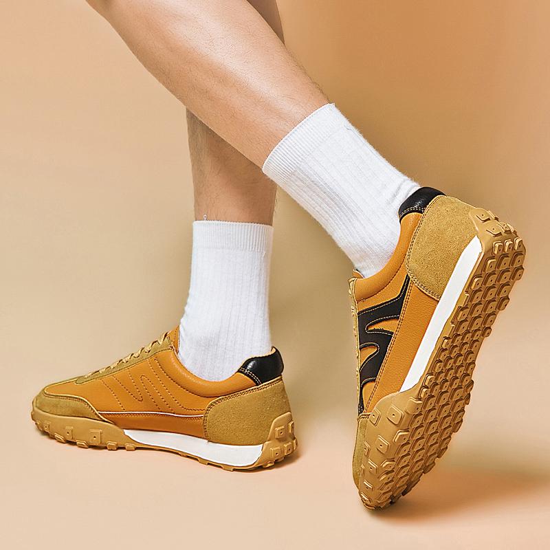 Fashion Vintage Genuine Leather Male Casual Shoes Lace Up All-match Male Flat Walking Shoes Luxury Men Trainers Designer Men Sneakers