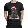Men's Black Cat Christmas Santa Hat Funny Meowy Cats T-Shirts Clothing Beach Short-Sleeve T-Shirt O Neck Harajuku Tee Shirt