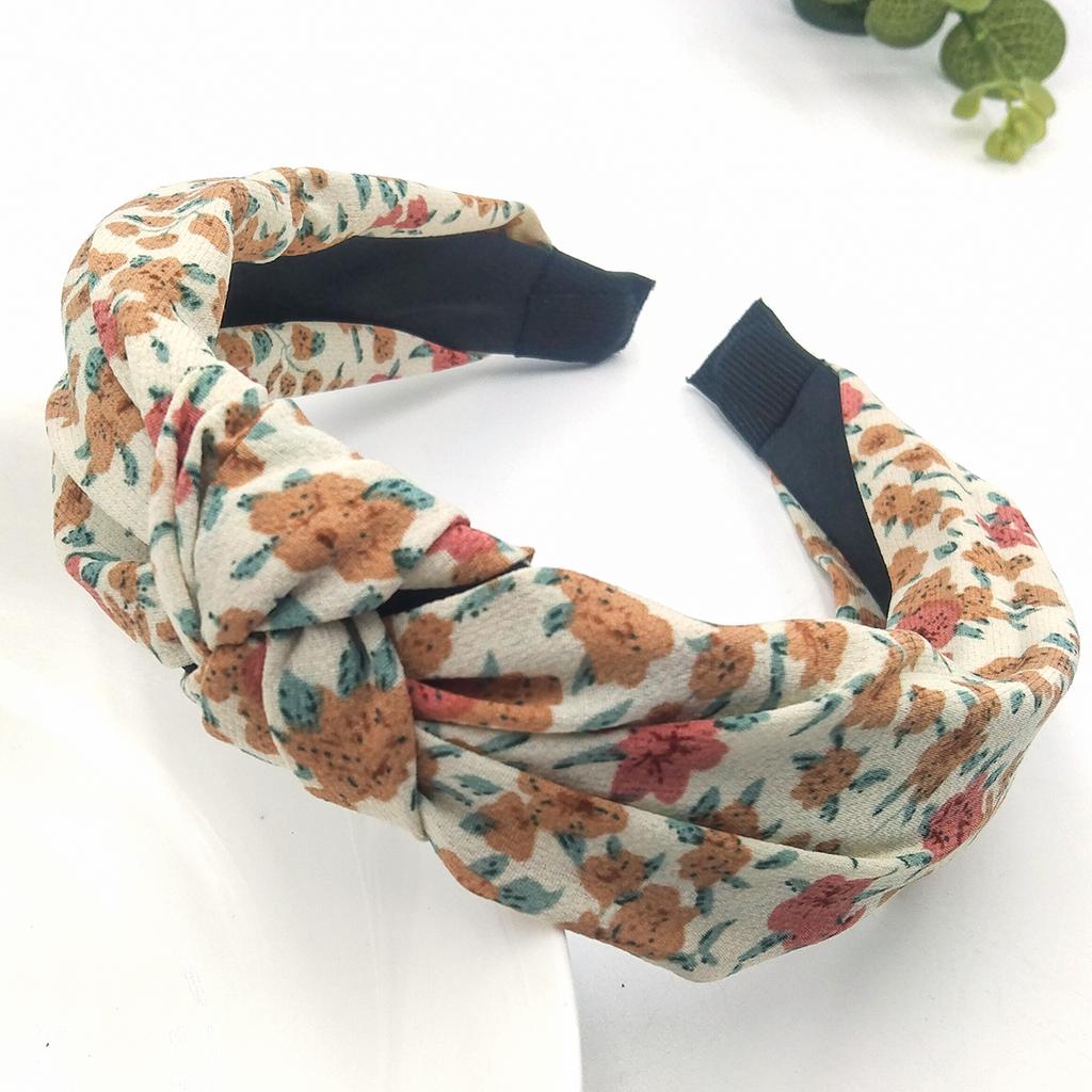 1 Pcs Fashion Printed Satin Wide Edge Cross Knotted Hairbands For Women Girls Party Hair Accessories