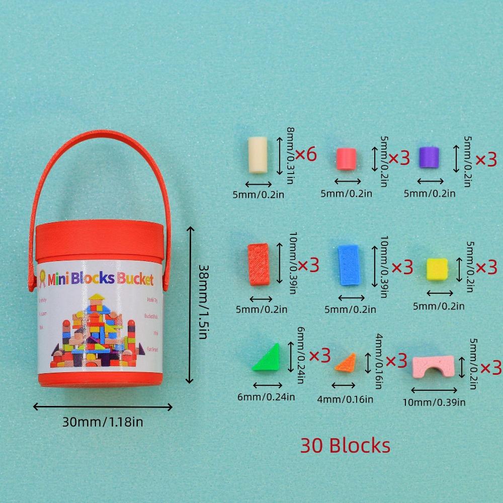 Miniature Size Dollhouse Building Blocks Plastic Doll Building Block Bucket Gift