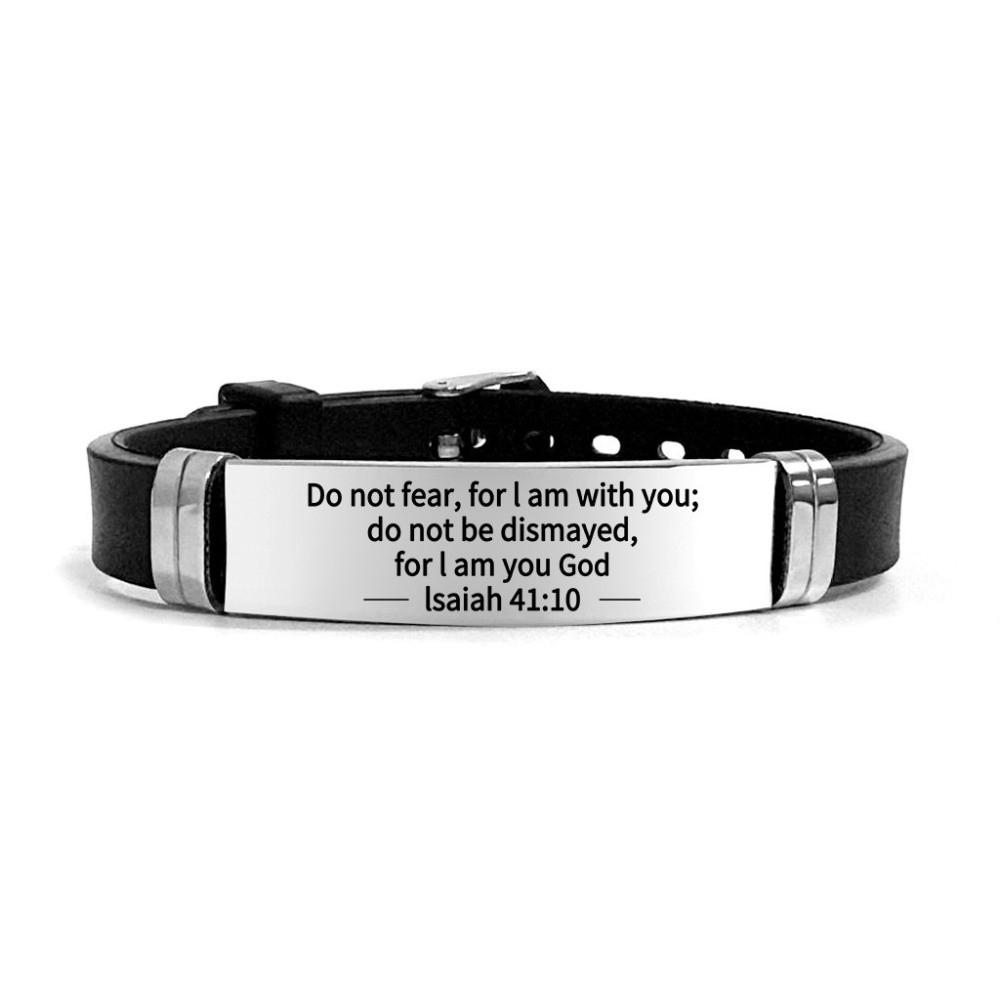 

Adjustable Bible Verse Bracelet Silicone Material Inspirational Bracelet Church Style H