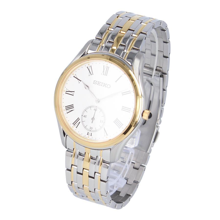 SEIKO Quartz SRK048P Classic Small Second White Silver Gold Wrist Watch For Men