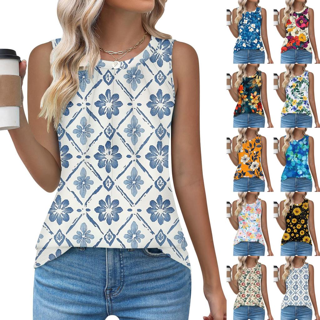 Womens Casual O Neck Loose  Sleeveless Top T-shirt  Summer Tank Tops For Women Tank Camisole Sleeveless Basic Tops