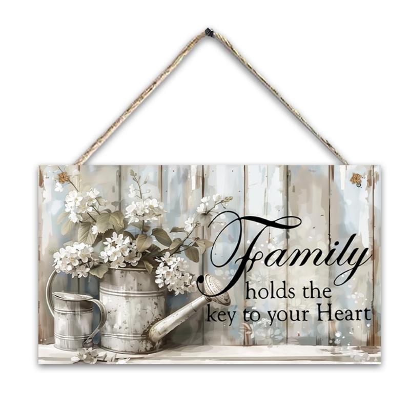 Inspirational Family Quote Wood Sign Front Door Hanger Wall Hanging Plaque for Farmhouses Living Room Bedroom Decors