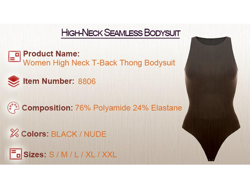 Kardashian Style Double-Layer High-Elastic Tummy-Control Bodysuit with Round Neck