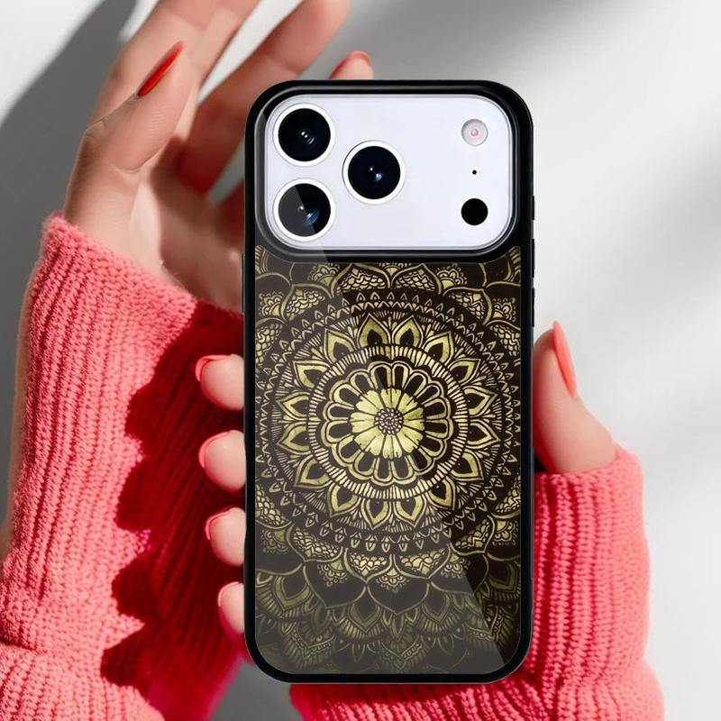 Elegant Mandala Floral Design Phone Case for iPhone 17 16 15 14 13 Pro Max Back Cover for 12 11 Pro Coque