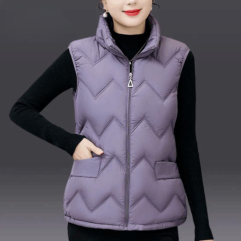 Down Cotton Vest Women's Short Autumn and Winter Western Style Cotton Waistcoat Plus Size Stand-up Collar Vest Mother's Jacket