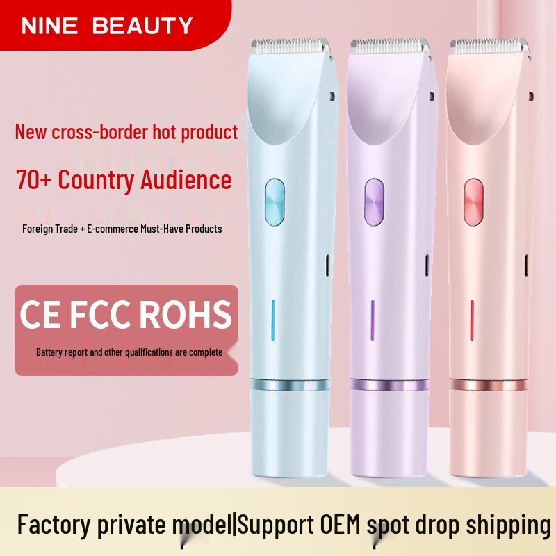 Rechargeable Women's Dual-Headed Underarm Shaver and Trimmer with Digital Display