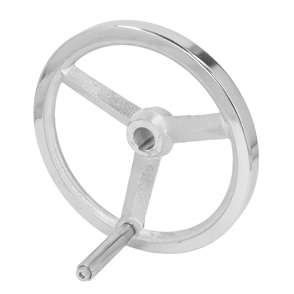 Drehbares Handrad 250 mm Durchmesser Gusseisen verchromt 3 Speichen mit drehbarem Griff für Drehbank Fräse
