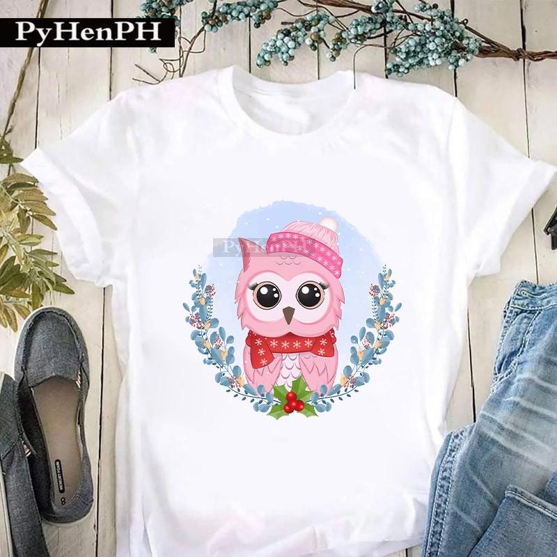 Womens Personalized Owl Print Graphic TShirt Short Sleeve Round Neck Summer Fashion Trend Aesthetic Top