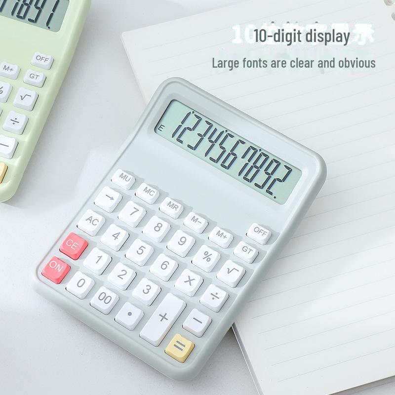 People's Education 10-Digit Synchronous Calculator in Dopamine Color – Multifunctional Office Tool for Elementary Students