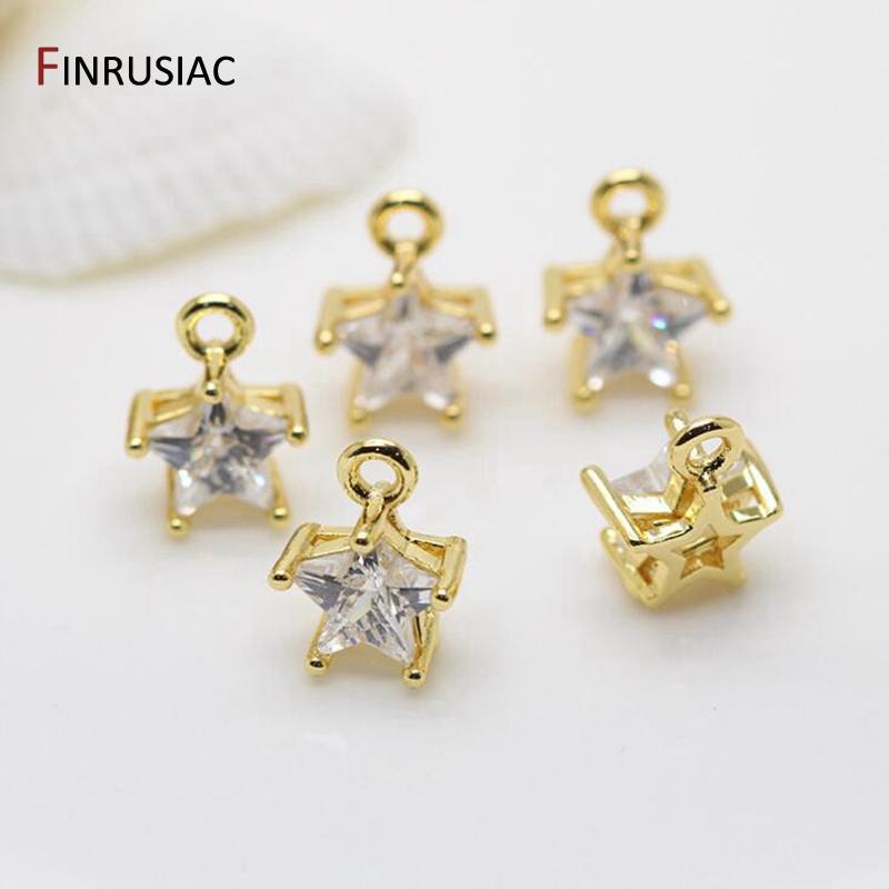 14K Goldplattiertes Messing Metall Sternform Kristall Anhänger für DIY Schmuck Halskette Ohrring Herstellung Zubehör