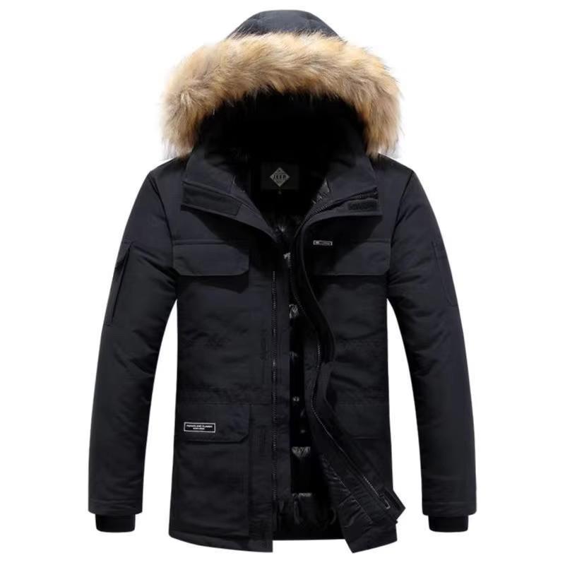 Winter Men Fur Hooded Parkas Man Snow Mountain Ski Thermal Coats Men -30 Degree Thicken Warm Down Padded Jackets Clothing