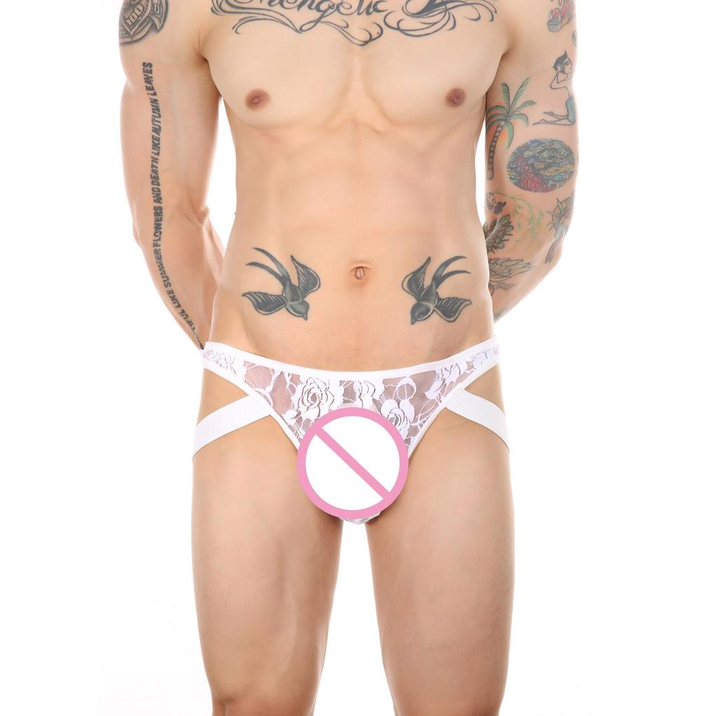 Lace Man Underwear Sexy Men's Panties Thong Lingerie Leg Jock Strap Thongs Tanga Hombre T-back Plus Size Underpants