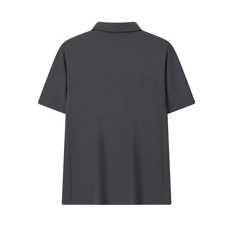 FILA Blue Fashion Classic Simple Business Casual Versatile Comfortable Short Sleeve Polo Shirt Men tops Deep-Charcoal-Gray F11M612107FCC