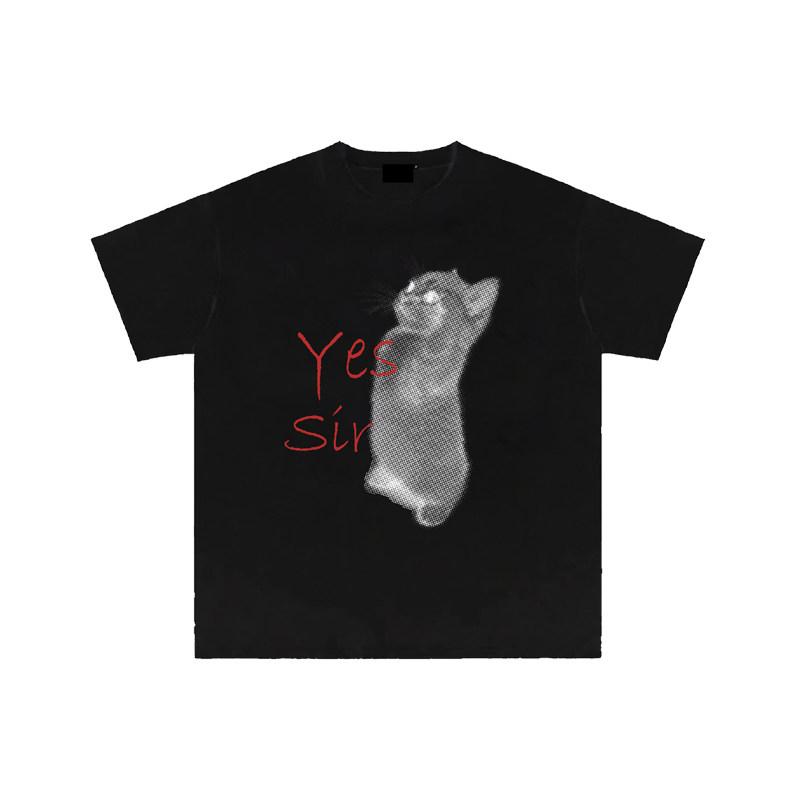 

Adult and Children ParentChild Yes Sir Salute Kitten Fun Daily Cotton Short Sleeve Sports Casual TShirt 4XL