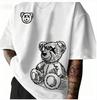Summer Unisexs Pure Cotton Casual Sports Loose and Fashionable Cartoon Bear Pattern Printed Round Neck Short Sleeved Tshirt Soft