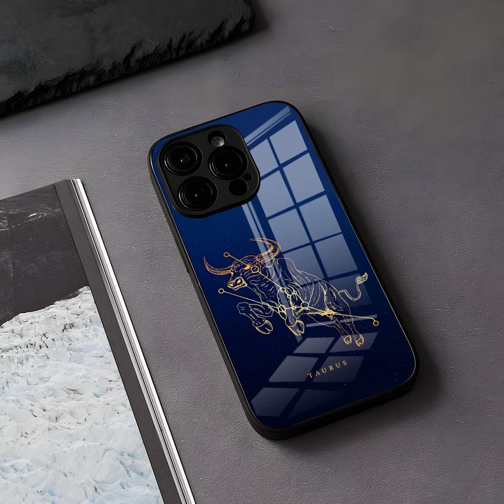 Taurus Bull Phone Case For IPhone 17 Air 16 E Pro Max 15 14 13 Mini 12 Pro 11 Max Plus Black Glass Cover