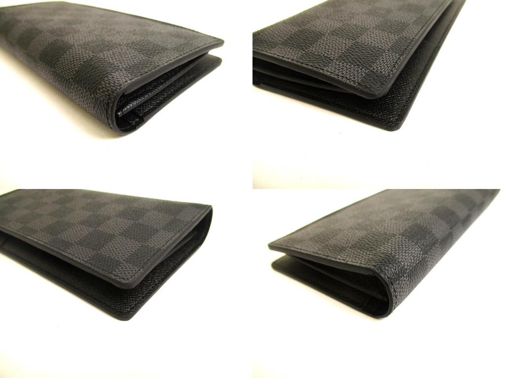 Authentic LOUIS VUITTON Damier Graphite Leather Flap Wallet Portefeuille Brazza #a973  Pre-owned