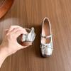 5cm Inner Height Increase~ Silver Bow Ballet Shoes for Women's Summer Wear with Half Slippers French Muller Half Drag