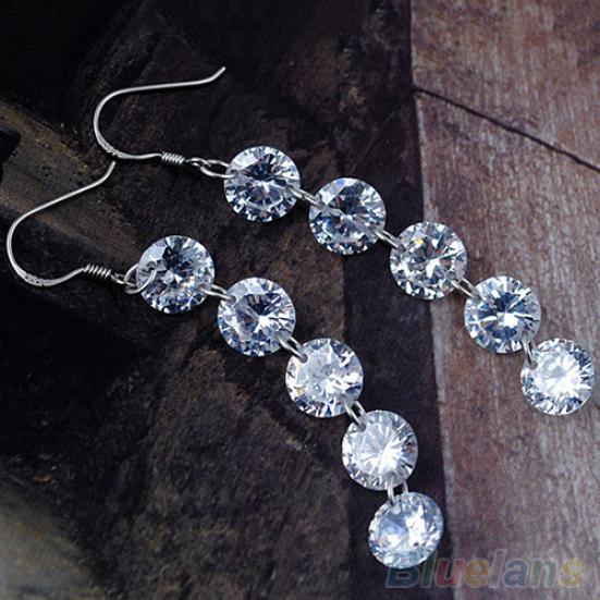 Orecchini da donna eleganti da sposa con 5 strass lunghi pendenti con nappe