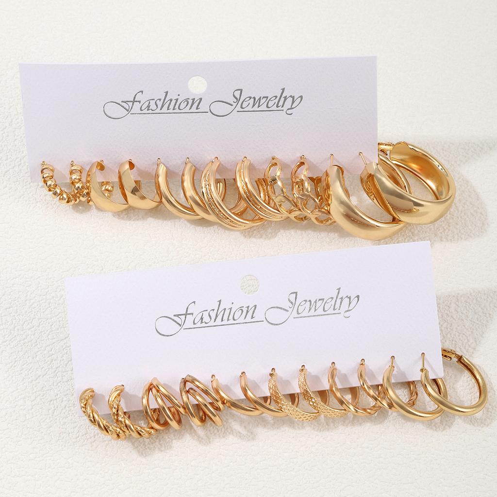 Simple Smooth C-shaped Hoop Earrings Fashion Metal Spring Shaped Earrings Women's Vintage Statement Trendy Zircon